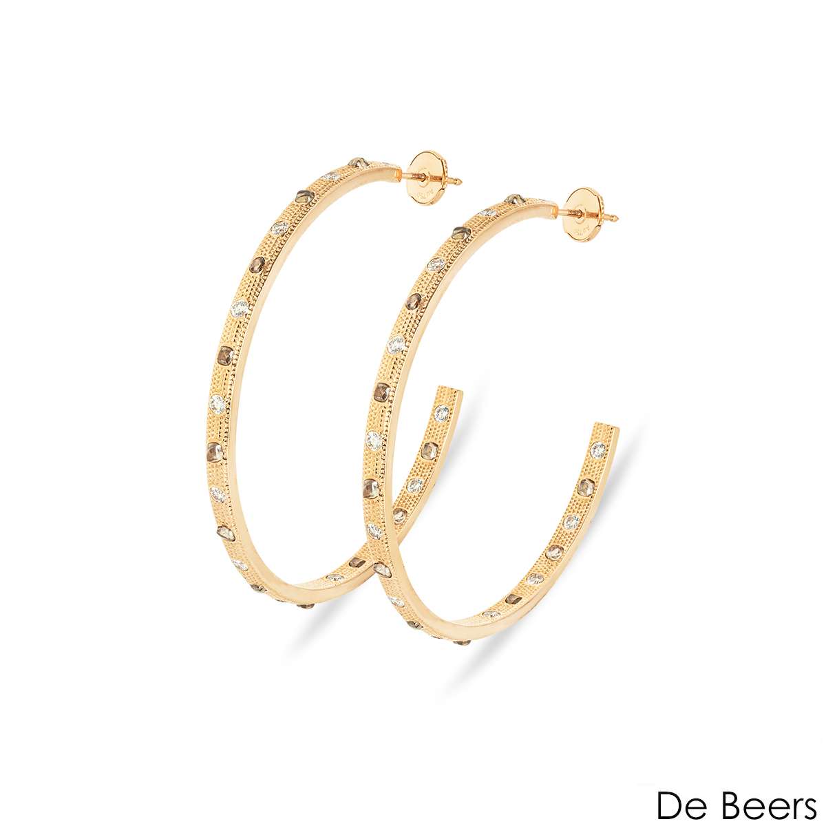 De Beers Rose Gold Talisman Hoop Earrings E103360 De Beers Rose Gold Talisman Hoop Earrings E103360
